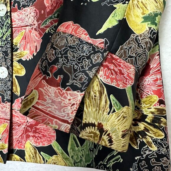 2/$30 Silk Collection Vintage 100% Silk Blazer Jacket Size 6 Artsy Hawaiian Boho - Picture 5 of 10
